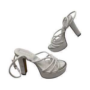 Dkny White Synthetic Block Heel Shoes | Women’s Size 8